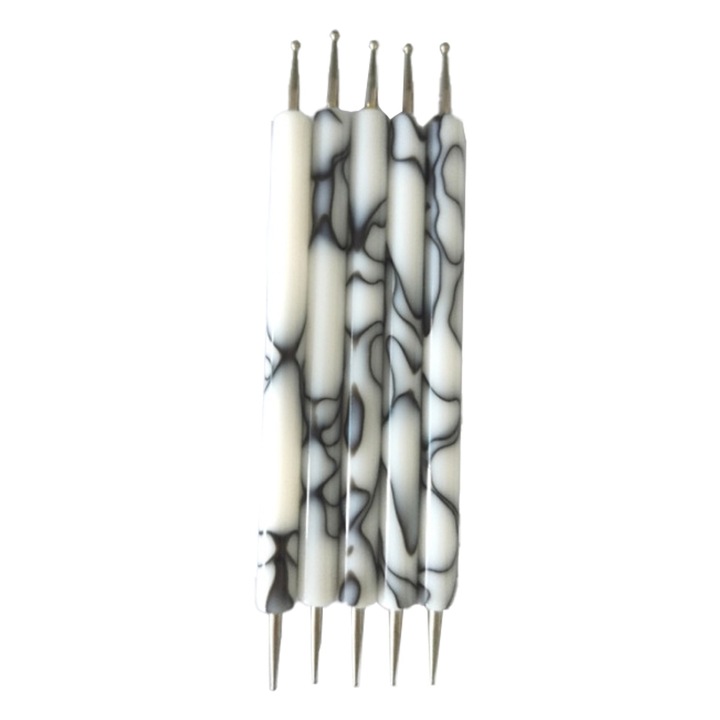 Комплект от 5 апликатора за ноктопластика QttvbTna, акрил, бял/черен, 12.7x1x1.5cm