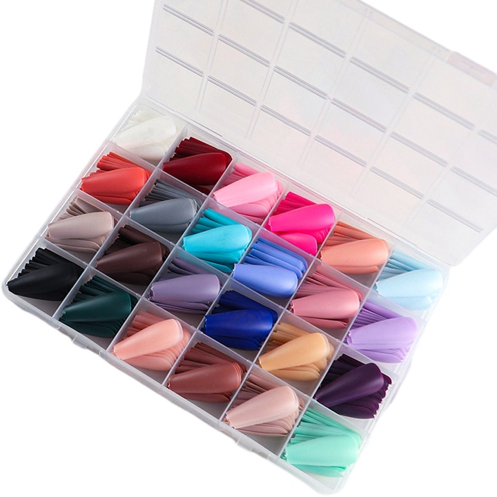 Комплект изкуствени нокти QttvbTna, пластмасови, многоцветни, 480 бр