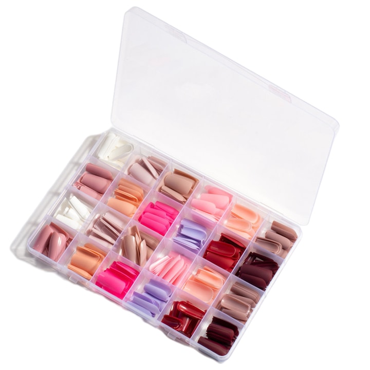 QttvbTna műköröm szett, tarka, 576 db, 2,55x1,29-3,4x1,3cm