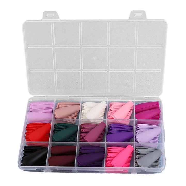 Műköröm QttvbTna, 360 darabos készlet, többszínű, 2,55x1,29-3,4x1,3 cm