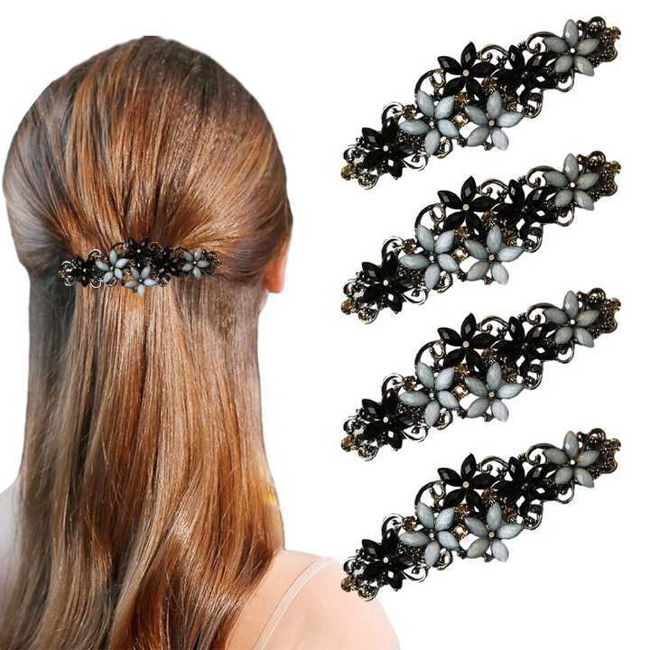 4db QttvbTna hajcsat készlet, ötvözött, többszínű, 8x3cm