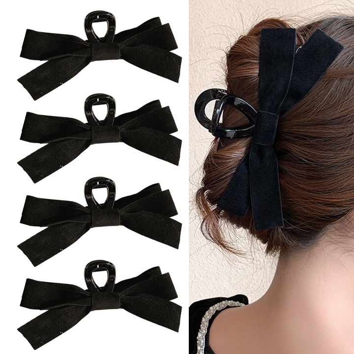 4 darabos hajcsat készlet, QttvbTna, fekete