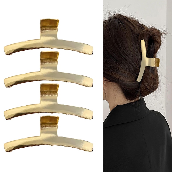 4 db-os hajcsat készlet, QttvbTna, metál, arany, ezüst, fekete