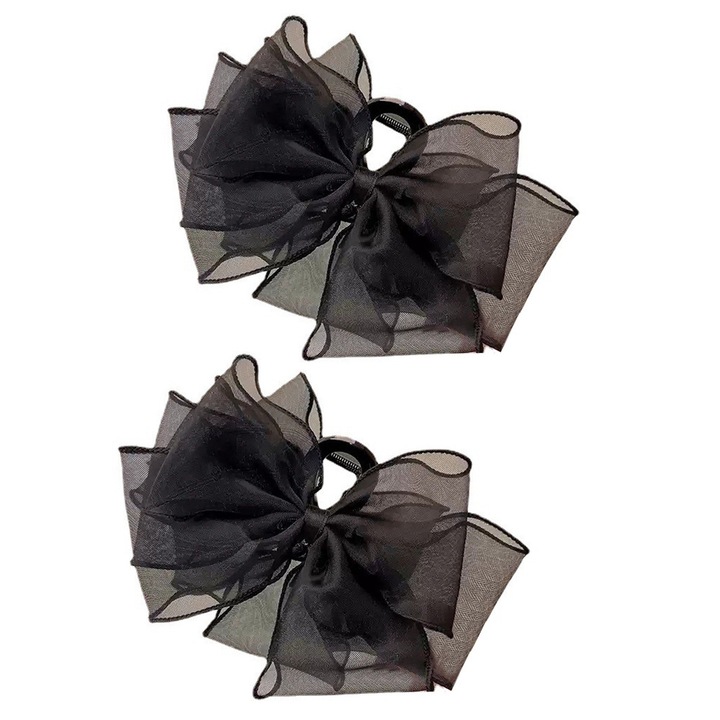 2db hajcsat készlet, QttvbTna, Textil, Fekete, 17cm