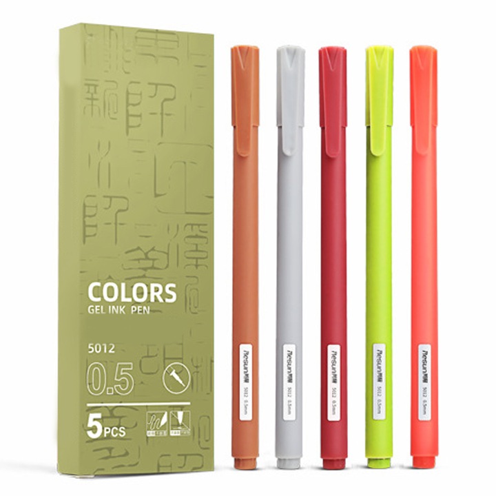 Комплект от 5 прибиращи се химикалки с пълнител, QttvbTna, бързосъхнещи, фин връх