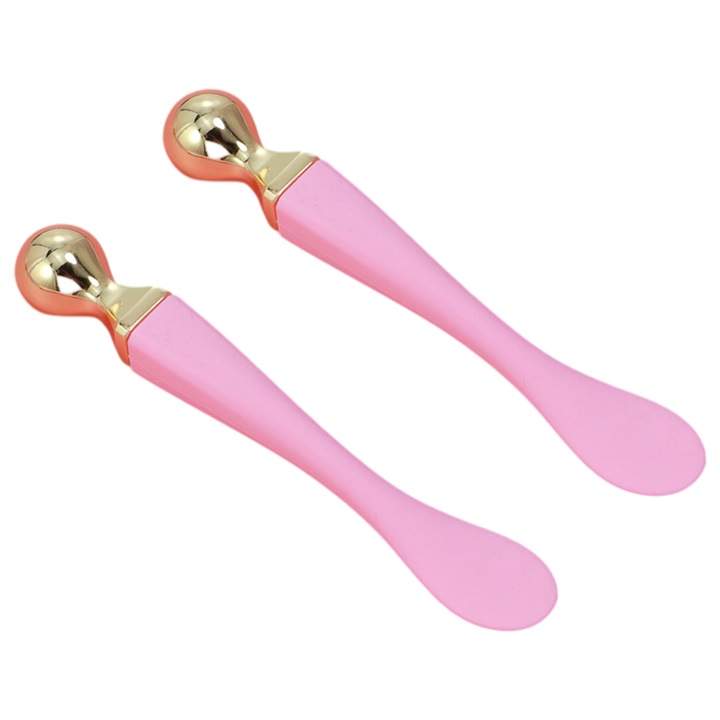 Комплект от 2 броя метални масажни ролки, за очи и лице QttvbTna, Златист/розов