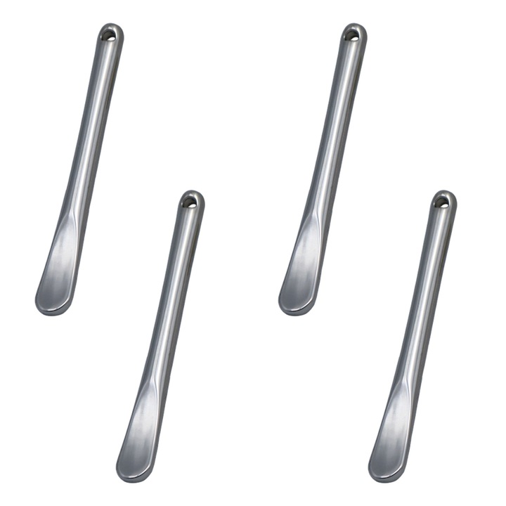 4 db mini fém spatula sminkhez és arcmasszázshoz, ezüst, hordozható