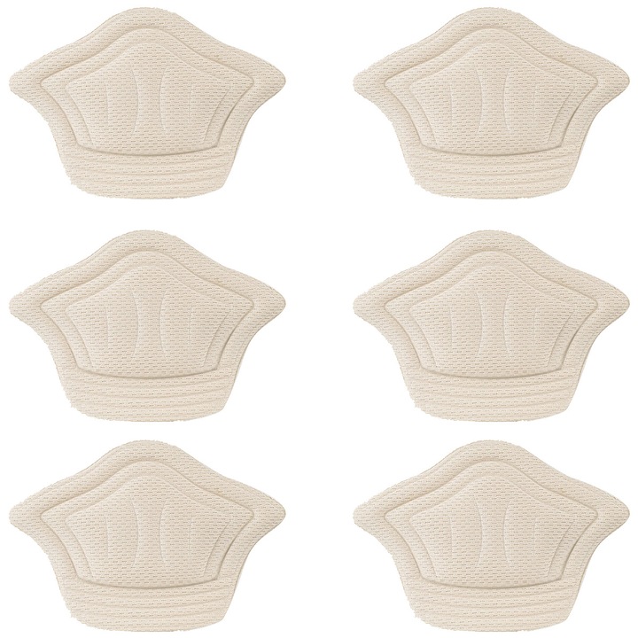 Комплект от 6 самозалепващи подплънки за пети, QttvbTna, канаваца, бежови, 11,3x8x0,9 см