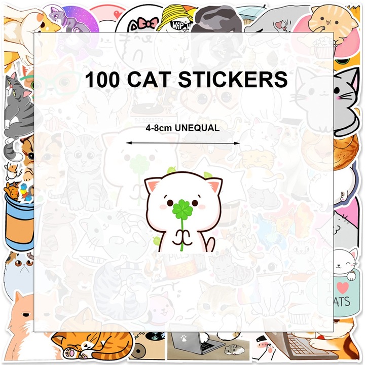 Set 100 abtibilduri unghii, Cozevdnt, PVC, Cu model Animale, Multicolor, 4x8 cm