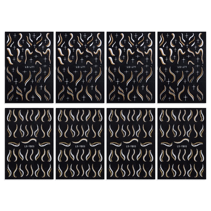 Комплект от 8 стикера за нокти, QttvbTna, многоцветни, 9.5x6.5cm