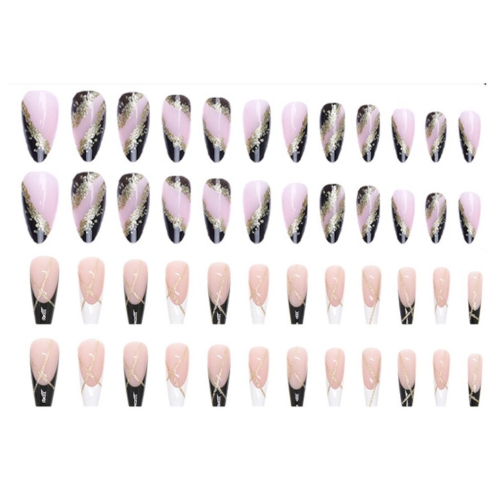 Műköröm 2 szett QttvbTna, gyors felvitel, matt csillámmal, többszínű