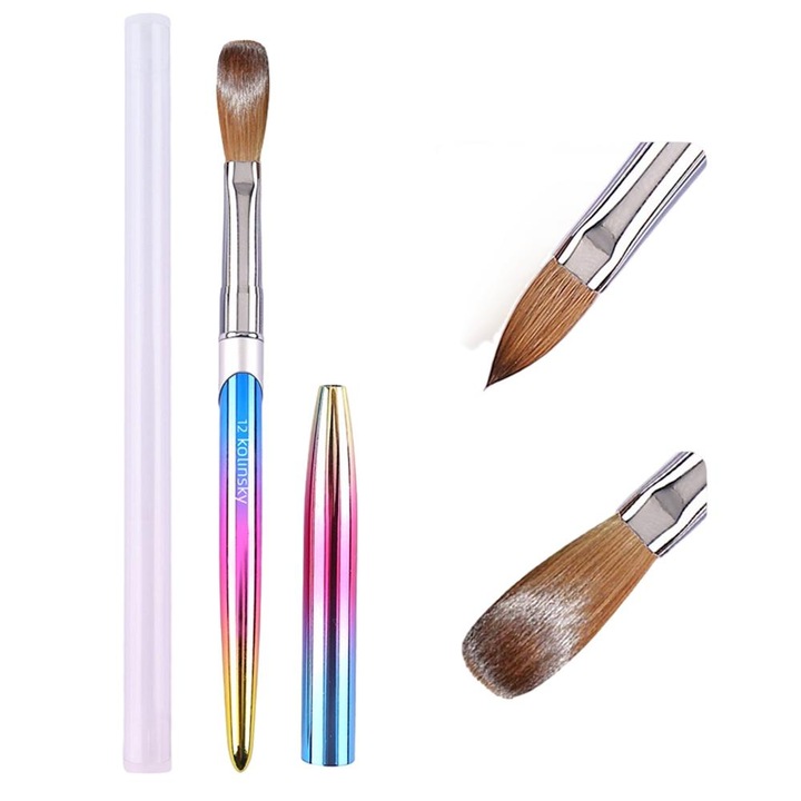 Nail Art Ecset QttvbTna, Kolinsky szőr, gradiens nyél, díszdobozos készlet, 17cm