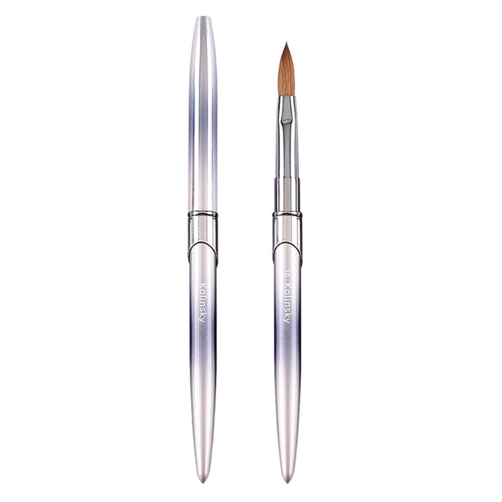 Комплект четки за ноктопластика QttvbTna, сребрист метал, 17,2 см, за 3D дизайн и фини линии