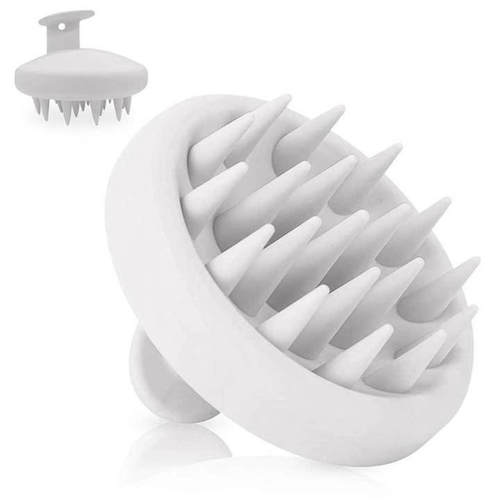 Четка за масаж на скалпа, Jormftte, силикон, мек косъм, бяла