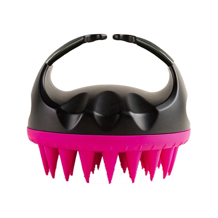QttvbTna четка за масаж на скалпа, мек силикон, розово/черно