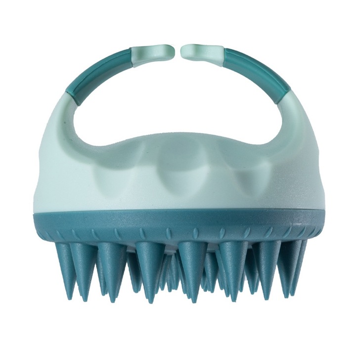 QttvbTna четка за масаж на скалпа, мек силикон, водоустойчива, 8,5x7,7 см, синя
