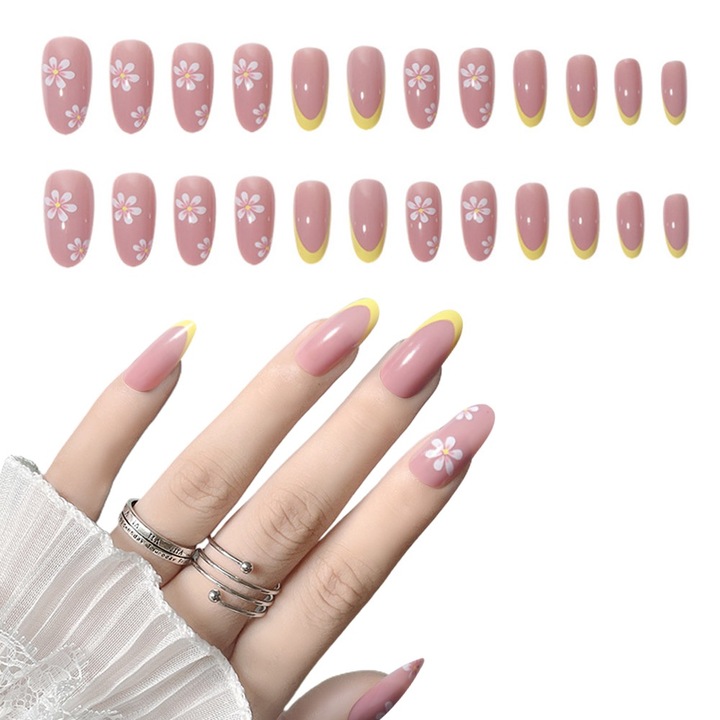 Комплект от 24 изкуствени нокти, QttvbTna, ABS, Nude