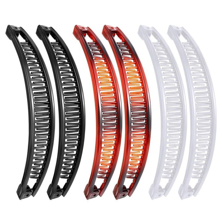 6 db-os hajcsat készlet, QttvbTna, fésűs kialakítás sűrű fogakkal, műanyag, sokszínű