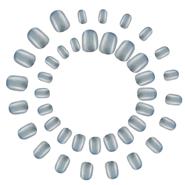 Műköröm teljes lefedettségű QttvbTna, ABS, átlátszó, 2 zacskós készlet