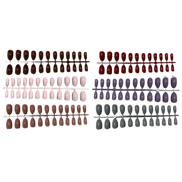 QttvbTna műköröm készlet, ABS, rövid balett forma, tarka, 12 szett