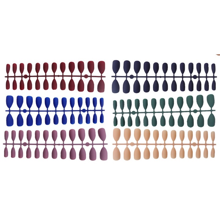 Műköröm készlet QttvbTna, közepes mandula, ABS, többszínű