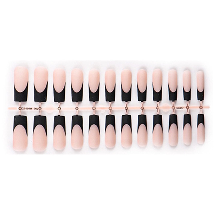 Műköröm QttvbTna, 24 db-os készlet, ABS, téglalap alakú