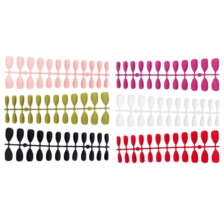 12 darab műköröm készlet QttvbTna, közepes mandula, ABS, többszínű