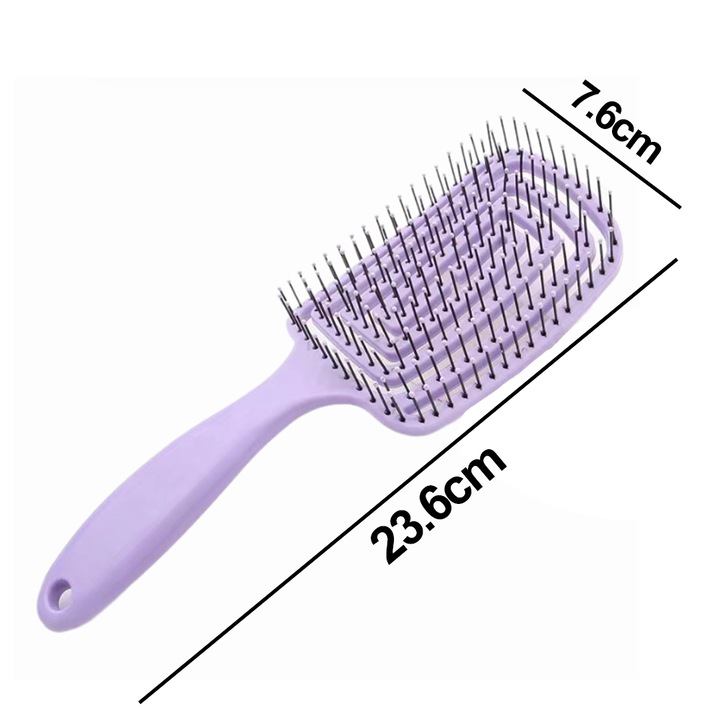 Perie de par detanglare cu peri moi, ergonomica, pentru toate tipurile de par, neagra