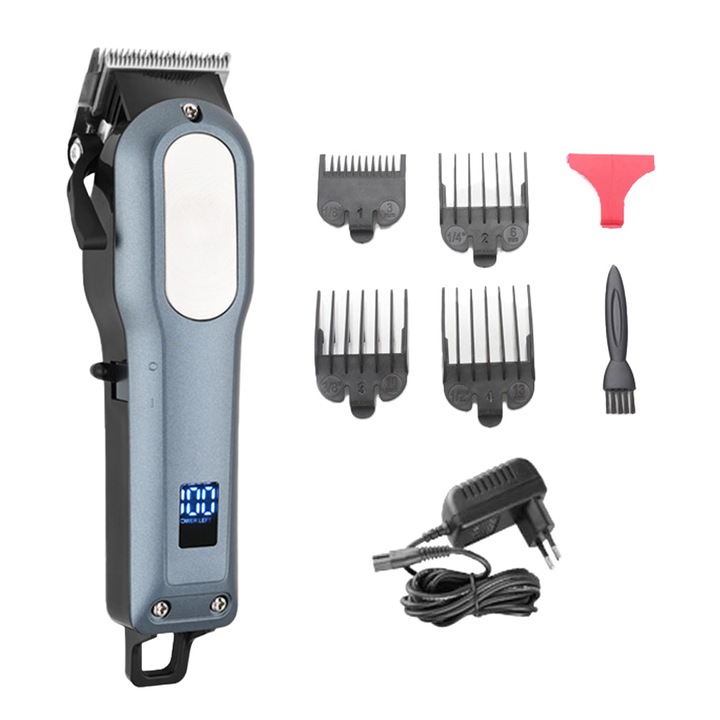 Masina de tuns parul fara fir QttvbTna, lame ascutite, 6 piepteni, display LCD, baterie de capacitate mare