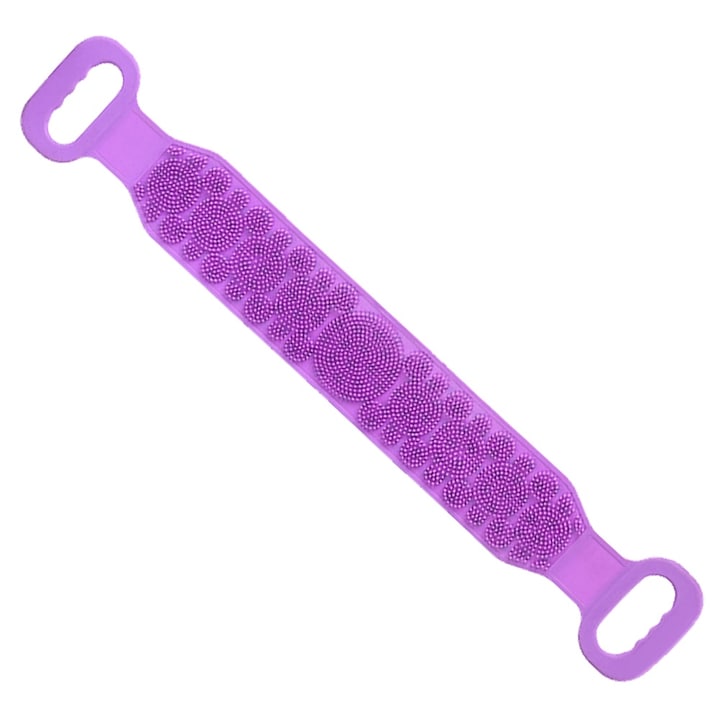 Szilikon fürdőszivacs, fej- és hajmasszázs, lila, 30x10cm