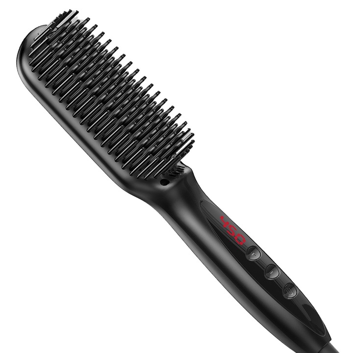 Perie electrica de par QttvbTna, ceramica cu ioni negativi, incalzire rapida 30 secunde, anti-frizz