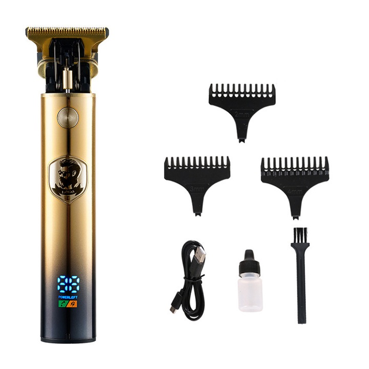 Мъжка машинка за подстригване QttvbTna, T-Blade, мощен мотор, безшумна, USB акумулаторна, ергономичен дизайн