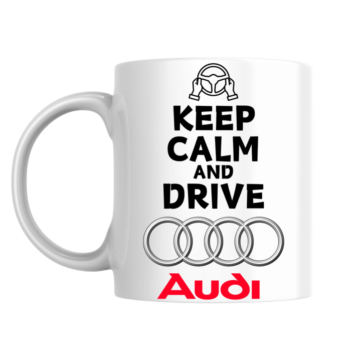 Cana personalizata - Keep Calm and Drive Audi!, alba, 330 ml