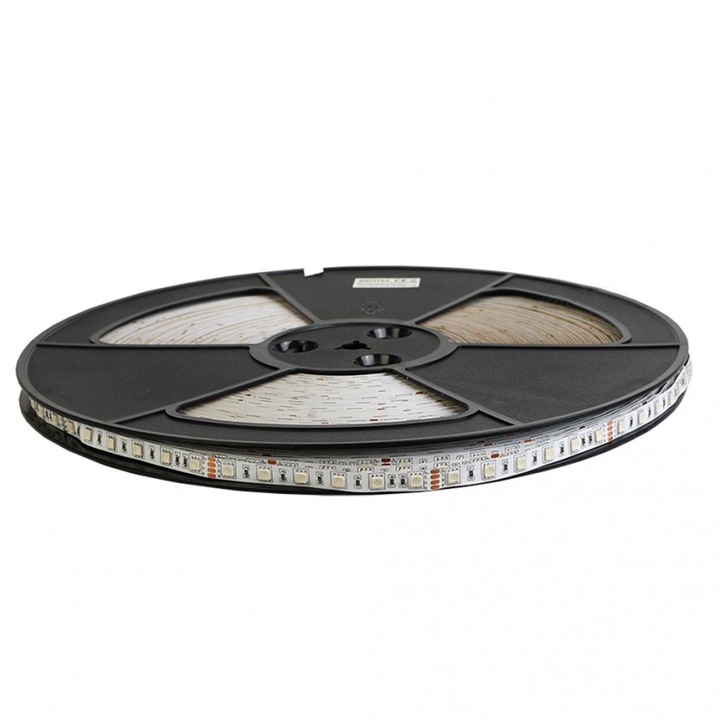 LED RGB лента Lightex, 5050, 60бр/м, 24V, DC, 14.4W, 10lm/W, IP68, 12mm, Силиконово покритие, Влагозащита, 3M лента, 30метра