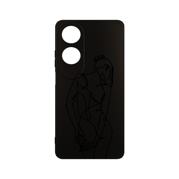 Husa BestCase® Slim SIlicon 0.8MM, съвместима с OPPO A60, Woman Lineart, защита на камерата, устойчива на износване, c-B 1062