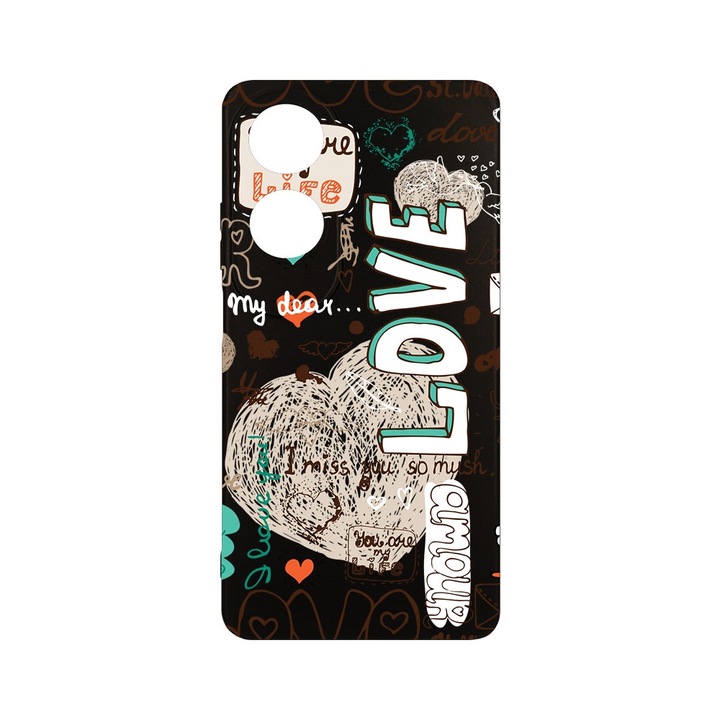 Husa BestCase® Slim силиконов 0.8MM, съвместим с OPPO A60, Love, защита на камерата, устойчивост на износване, c-B 25