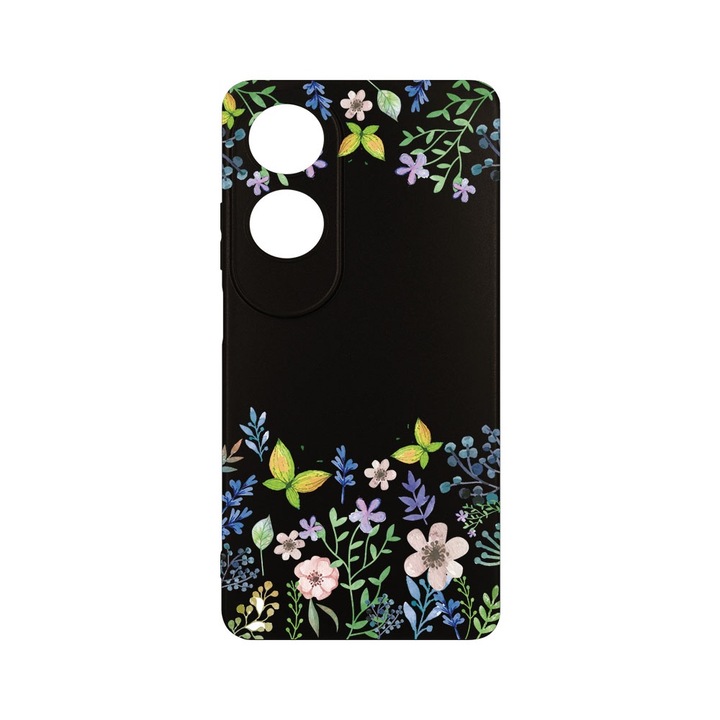 Husa BestCase® Slim SIlicon 0.8MM, Съвместим с OPPO A60, Butterfly Flowers, Защита за камера, Устойчив на износване, c-B 95