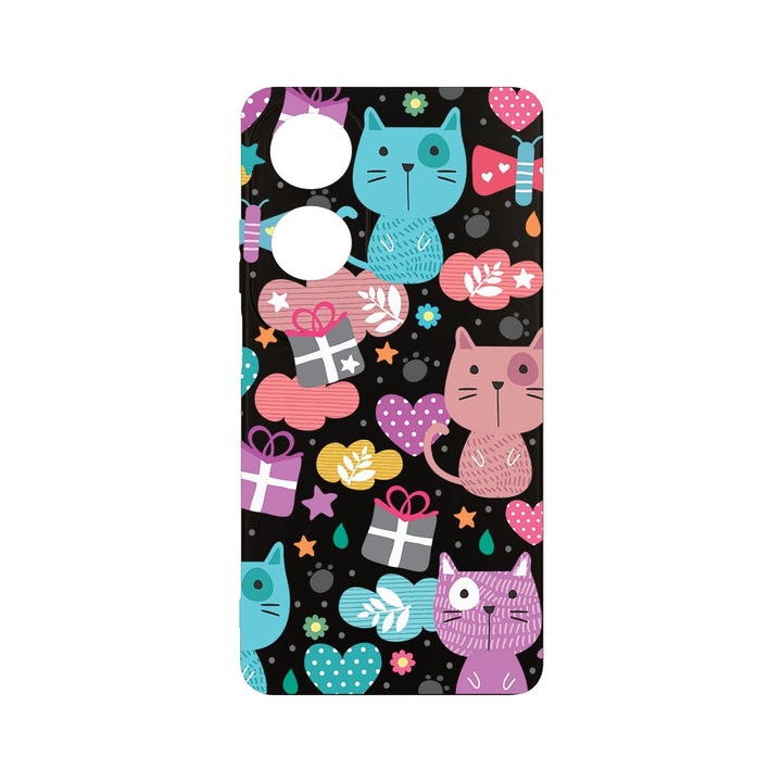 Husa BestCase® Slim SIlicon 0.8MM, съвместим с OPPO A60, Lovely Cat, Защита на камерата, Устойчив на износване, c-B 41