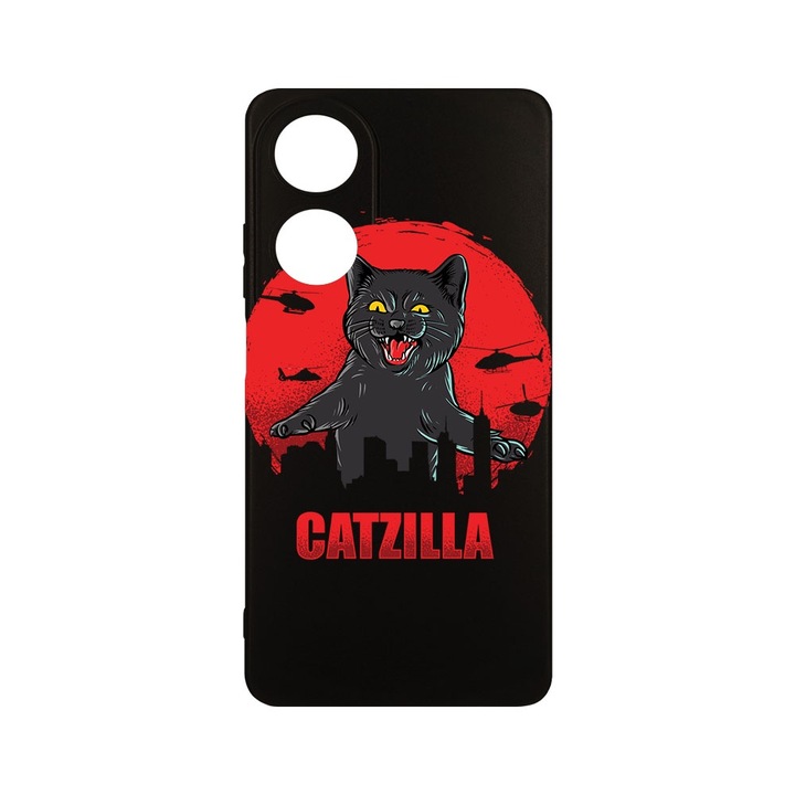 Husa BestCase® Slim Силиконов 0.8MM, Съвместим с OPPO A60, Catzilla, Защита на камерата, Устойчив на износване, c-B 879