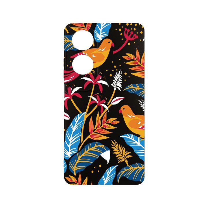 Husa BestCase® Slim Силиконов 0.8MM, Съвместим с OPPO A60, Цветни птици, Защита на камерата, Устойчив на износване, c-B 769
