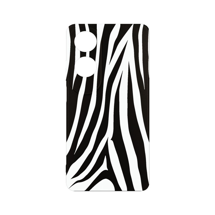 Husa BestCase® Slim SIlicon 0.8MM, съвместим с OPPO A60, Черна Зебра, Защита на Камерата, Устойчив на износване, c-B 785