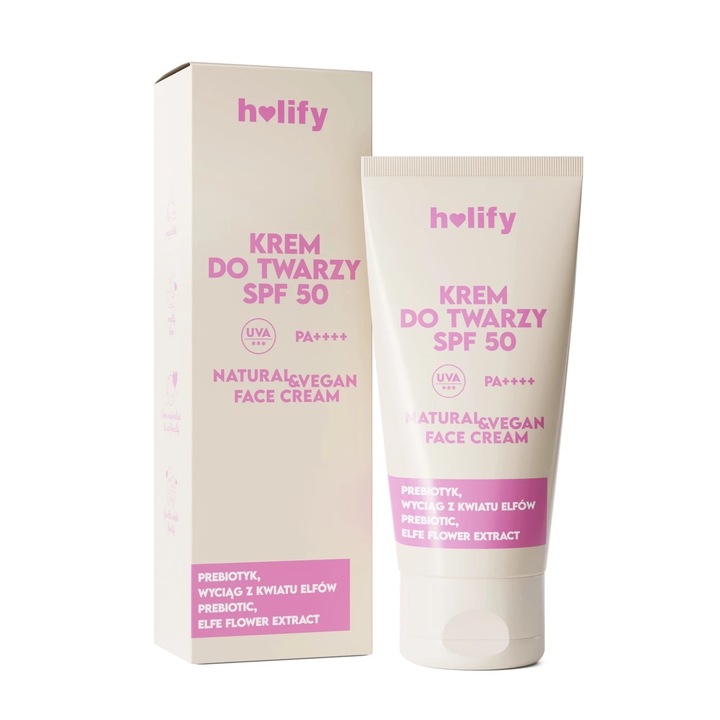 Crema de fata prebiotica cu filtru SPF50, Holify, 50 ml