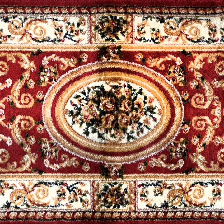 Traversa moderna Grena cu model clasic, imprimeu medalion, inaltime fir 15 mm, densitate noduri 50 000/mp, 60x200 cm