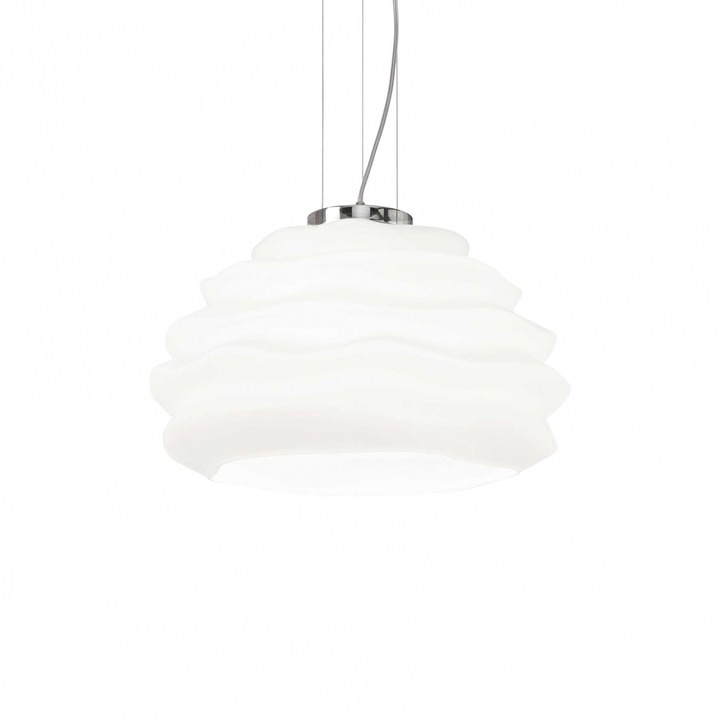 Lampa suspendata KARMA SP1, alb/crom, diametru 39 cm - IDEAL LUX
