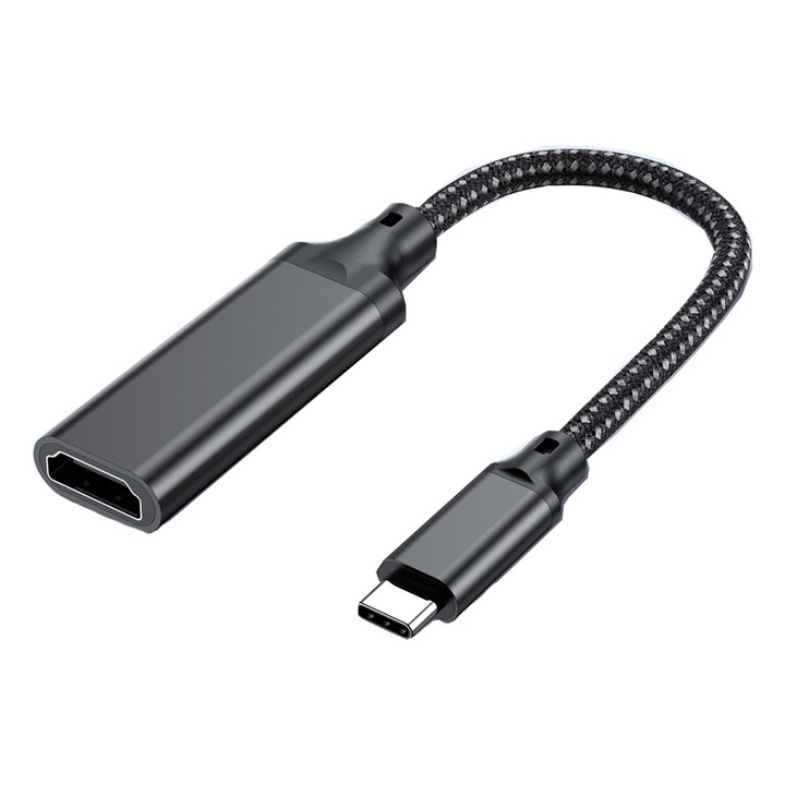 USB C adapter HDMI 4K-hoz, Rqiurpn, Plug & Play, kompakt, fekete, 12,5 cm