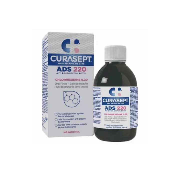 Szájvíz klórhexidinnel 0,20 Curasept ADS 220, alkohol nélkül, 200 ml