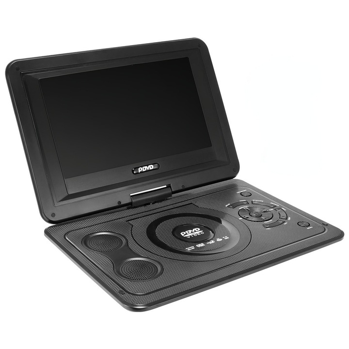 DVD плейър, джойстик и функция за игра на CD, свързване към телевизор, наблюдение и премиум аудио, USB порт, вграден четец на карти и стерео високоговорители, многоезична, интелигентна памет при изключване, дълъг живот на батерията