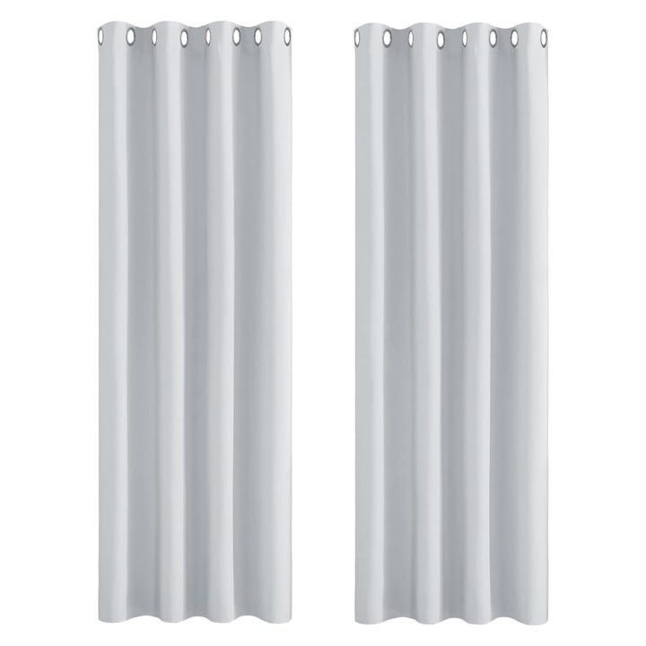 Set 2 Perdele cu Inele Metalice PONY DANCE, 165 x 230 cm, Opace, Blackout, pentru Intunecarea camerei, Protectie termica si lumina, perfecte pentru Ferestre si Usi Dormitor/ Living, Alb Gri