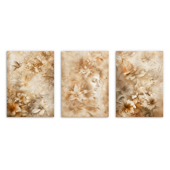 Postere femeie si natura pentru living sau dormitor 3x 30x40cm