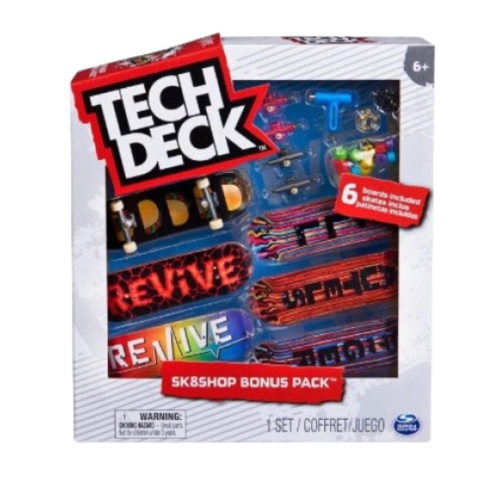 Set 6 mini placi skateboard, Tech Deck, Sk8Shop Bonus Pack, Revive, 6 ani+